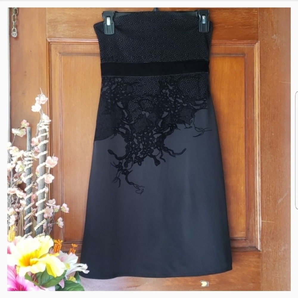 Black Tubetop Stretchy Dress w/Velour Pattern
